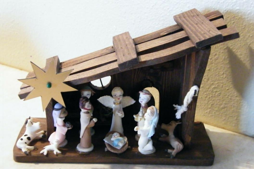 Vintage Franciscan Missions Waterford Wisconsin Wood & Composite Nativity Set