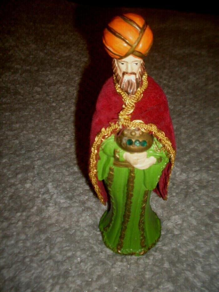 Vintage Wise Men Figure Jeweled Paper Mache Made Japan Christmas Nativity 70's