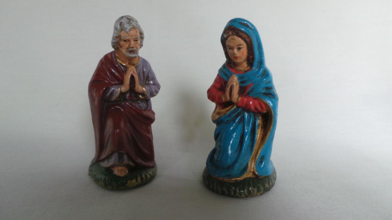 Vintage Nativity Mother Mary & Joseph Figures Stamped West Germany