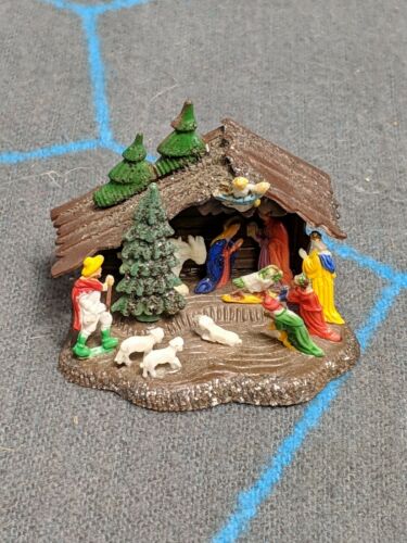 Miniature Plastic Nativity Scene Made In Hong Kong
