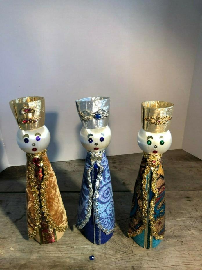 3 Kings Wise Men Nativity Christmas Decorations Vintage Retro Brocade Custom