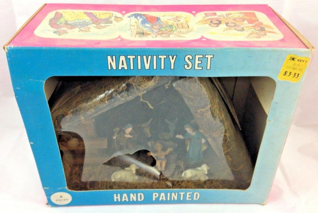 Vintage Kresge Nativity Set Hand Painted Child Friendly Plastic Molded NOS