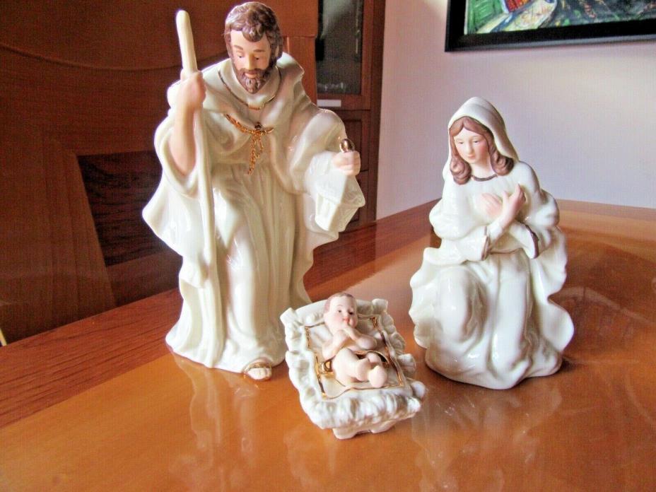 Belleek Nativity Collection Pottery Ireland Christmas Baby Jesus, Mary, Joseph