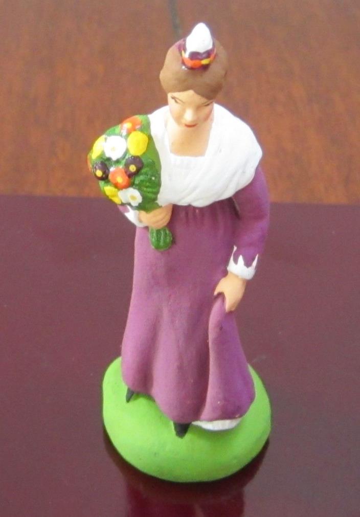 New Carbonel French Nativity santon #2 woman from Arles with flower bouquet