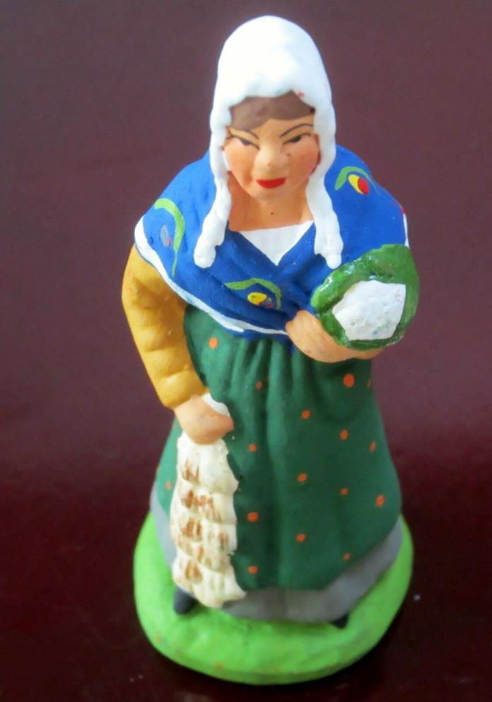 New Carbonel French Nativity santon #2 woman with cabbage and garlic
