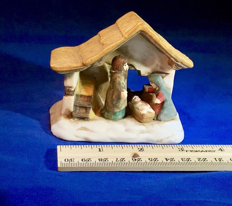 Vintage - Bisque Nativity - Christ's Birth Stable Scene -