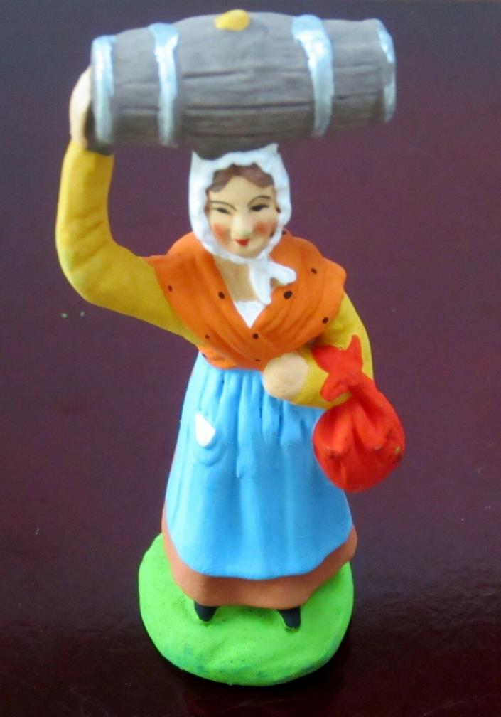 New Carbonel French Nativity santon #2 woman with keg/barrel on her head