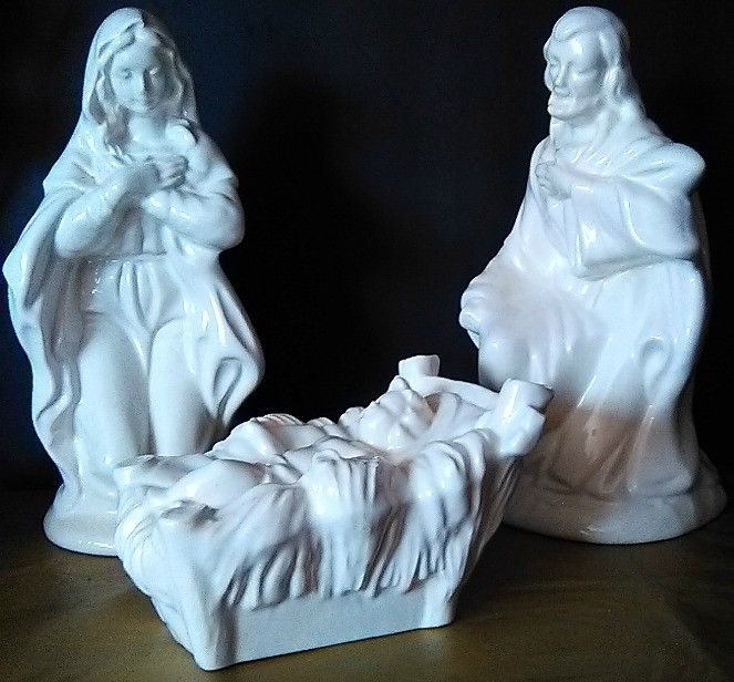 Nativity 1980  Large Ceramic Set   10 inches tall  Mary and Joseph