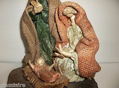 Vintage CARTAPESTA NATIVITY OOAK Wood Paper Mache Mary Joseph BABY JESUS ITALY