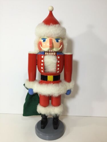 Vintage Erzgebirge Volkskunst German Wood Nutcracker Santa Claus St Nick 14”