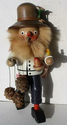 Steinbach Wooden Smoker Figurine Pine Cones Duck Flower Hat Faux Hair-Beard-CUTE
