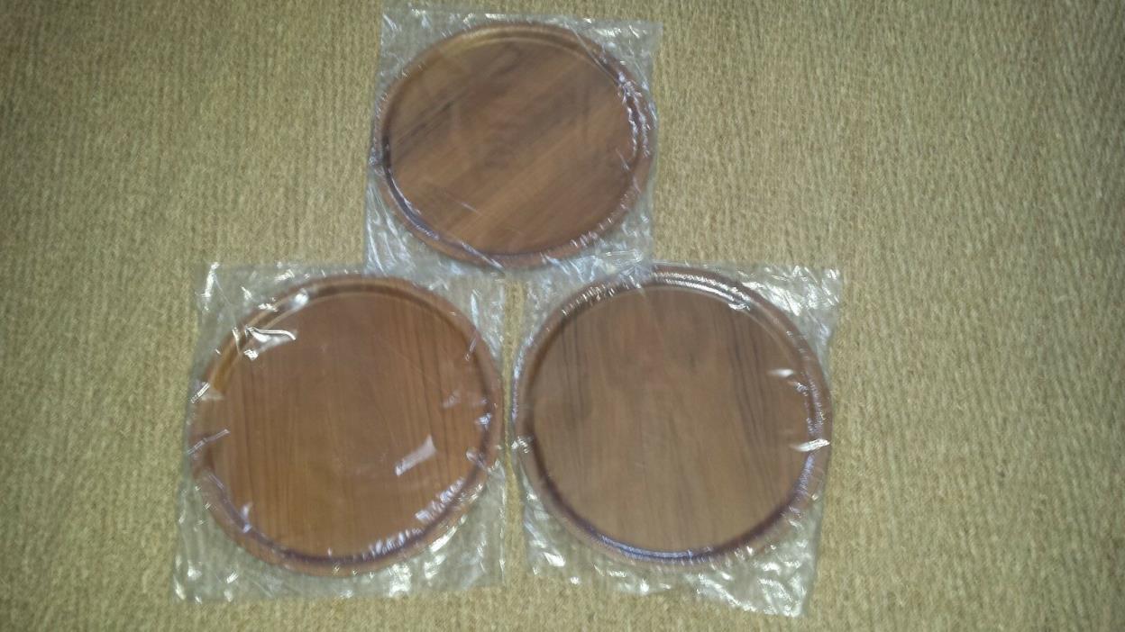 3 vtg MCM Denmark LANGVA WOOD Chargers Plate Platter Danish Modern 13