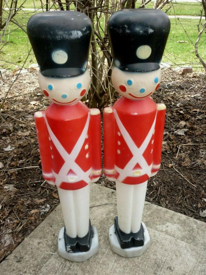 TWO 1980s Soldiers Plastic Blow Molds Lighted Christmas Decorations