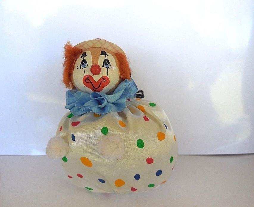 Vintage West Germany Hand-made Ornament Larger Polka Dot Clown  5
