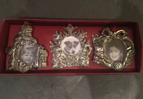 Lot Of 3 Silver Plated Gorham Vintage Christmas Picture Frame Ornaments