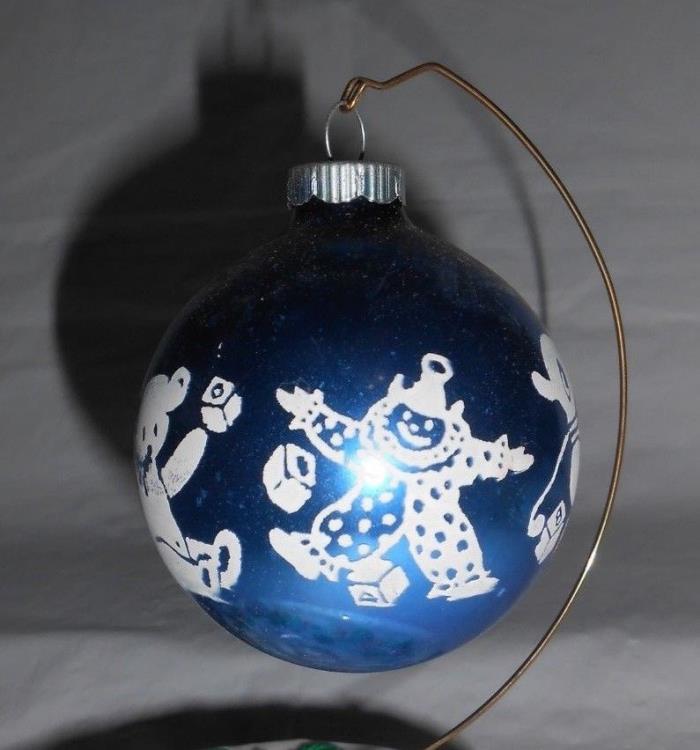 Vitg Shiny Brite Christmas Glass Ornaments Circus Animals Stencil Duck/Boy/Clown