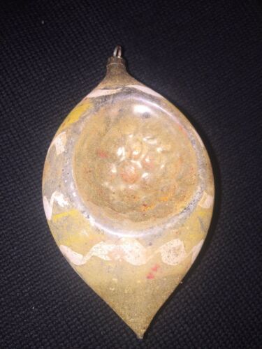 Vintage Translucent Glass Double Indent Christmas Tree Ornament