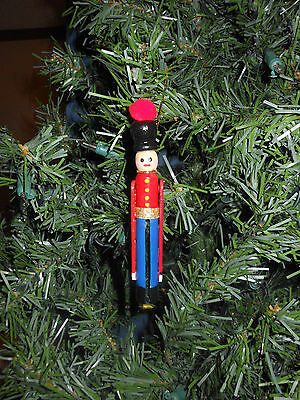 Handmade Wooden Clothespin Vintage Keepsake Toy Soldier Christmas Tree Ornament