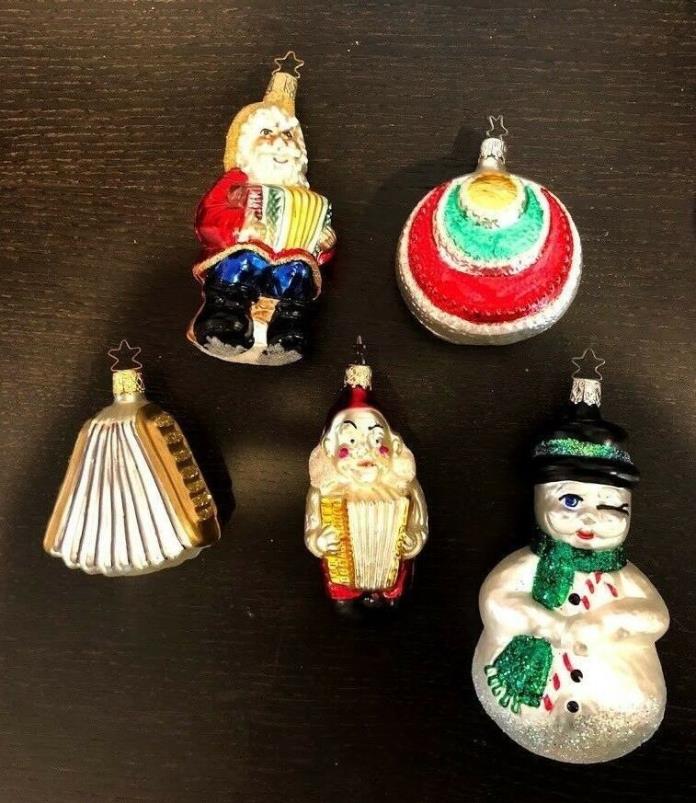 Vintage Glass Christmas Ornament Santa Snowman West Germany Old World- Lot 5