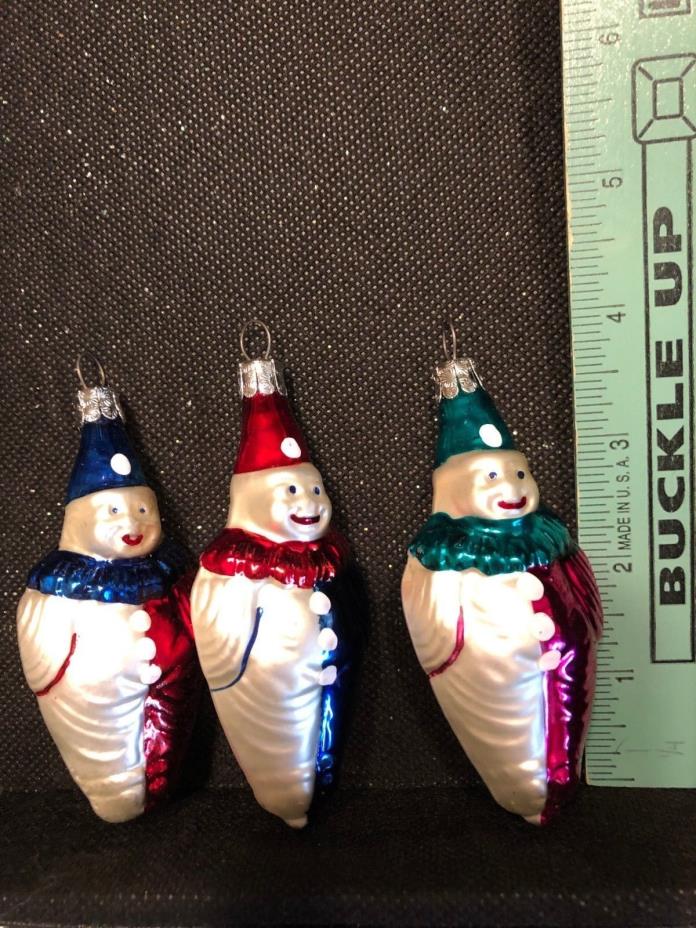 Set of (3) Clown Glass Christmas Ornaments 4