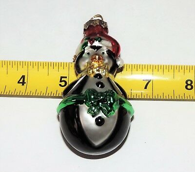 Vintage Estate Figural Blown Glass Penguin Christmas Ornament 3.5