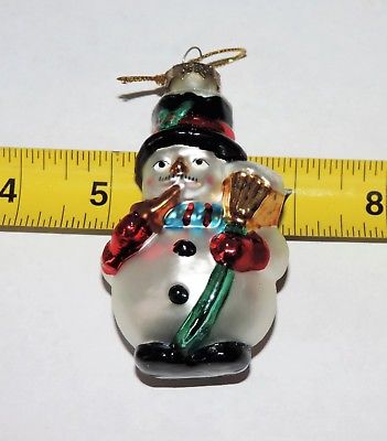 Vintage Estate Figural Blown Glass Snowman Christmas Ornament 3.75