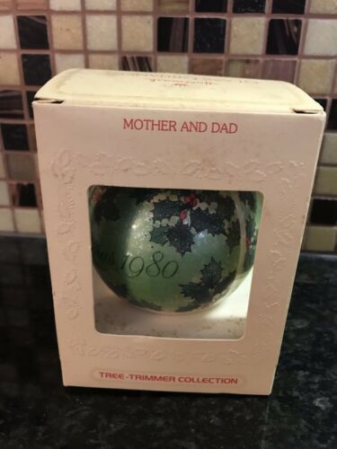 VINTAGE Hallmark Merry Christmas Mother And Dad Tree Ornament 1980 Holiday RARE