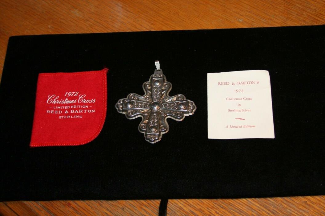 Reed & Barton 1972 Christmas Cross Ornament Sterling Silver - w//papers