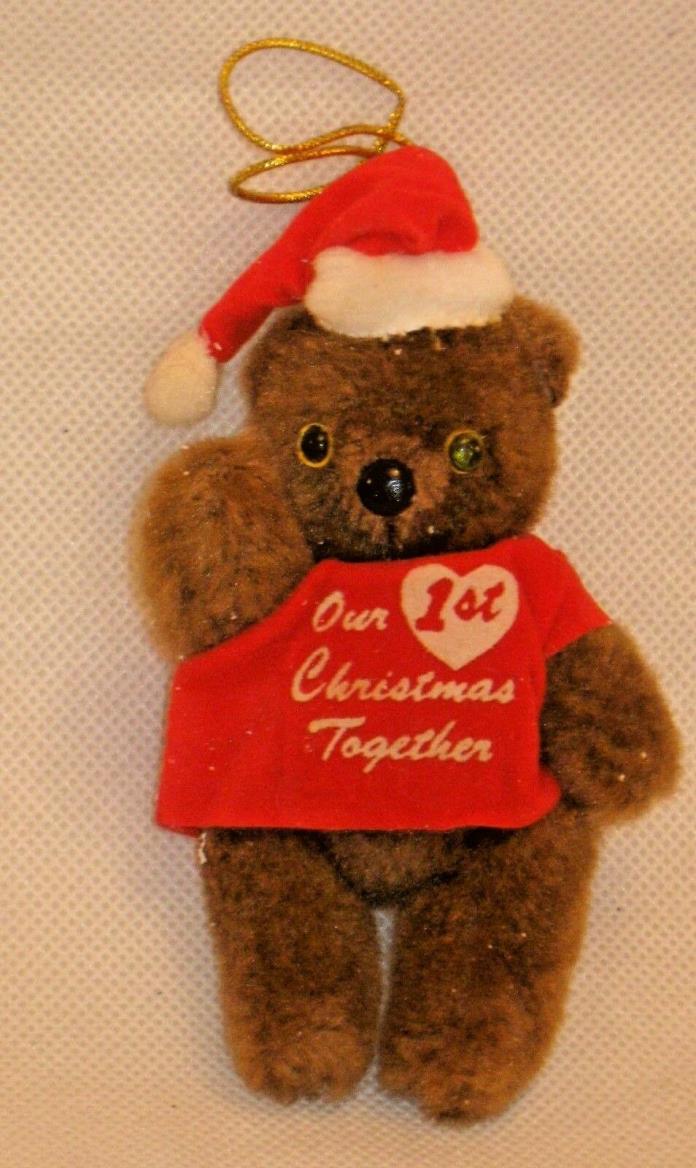 Vintage Jointed Teddy Bear Our First Christmas Together Teddy Bear Ornament