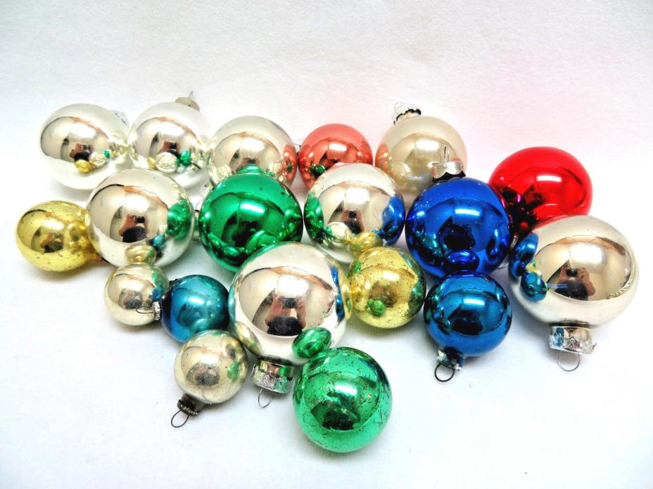 19 Piece Vintage  Miniature Mercury Glass Christmas Ball Ornaments
