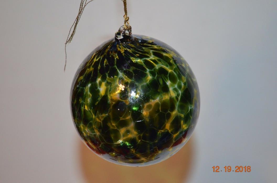 Large Vintage Art Glass Ornament Hand blown speckled