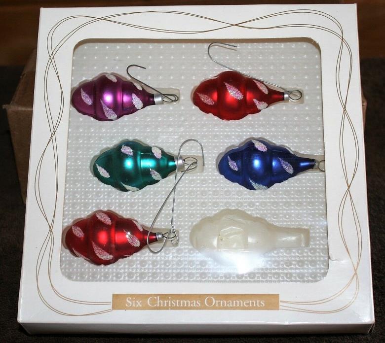 Vintage Mini Bradford Novelty Decorated Glass Christmas Ornaments Multi Glitter