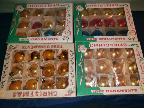 Lot Of 48 Vintage Mercury Glass Christmas Ornaments multi color Made In Poland
