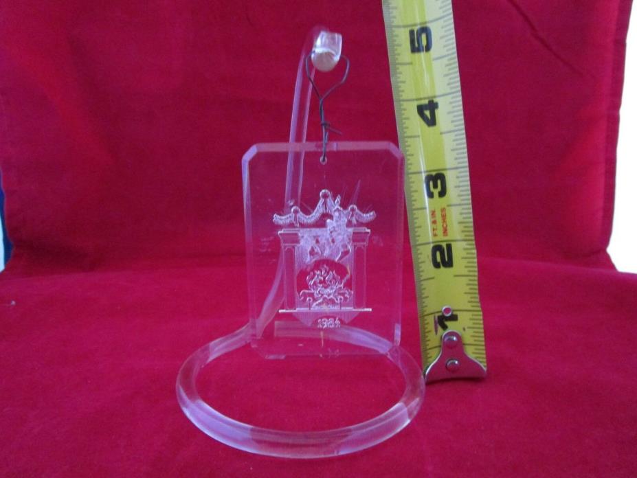 1984 Clear Acrylic Christmas Ornament With Acrylic Stand  F/S