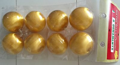 Set 8 Gold Satin Christmas Ornaments In Original Package 2 1/2