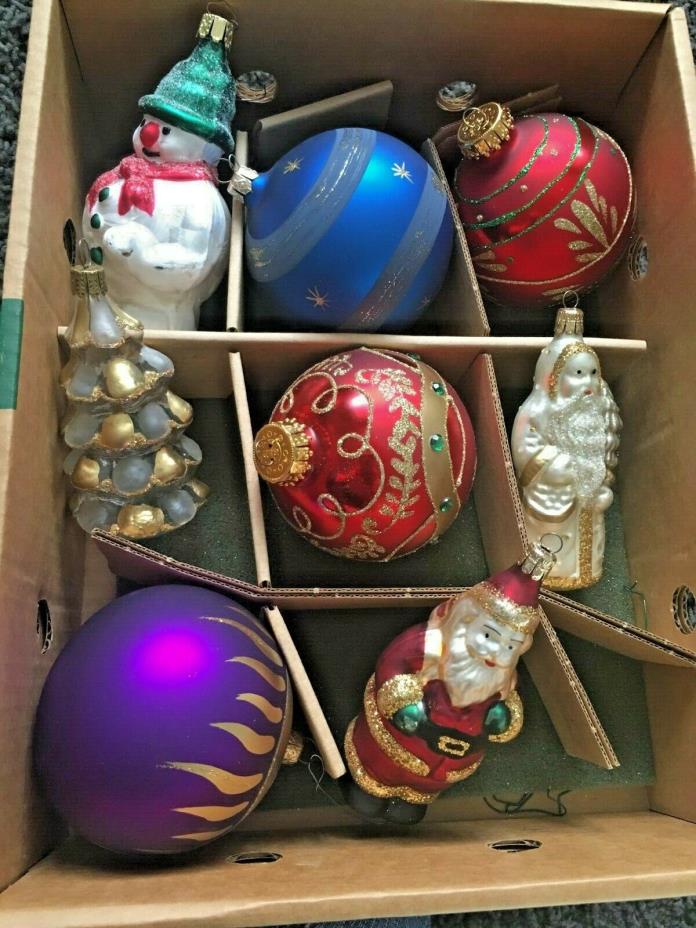 LOT OF 7 CHRISTMAS ORNAMENTS GLASS VINTAGE Germany G&D Christborn