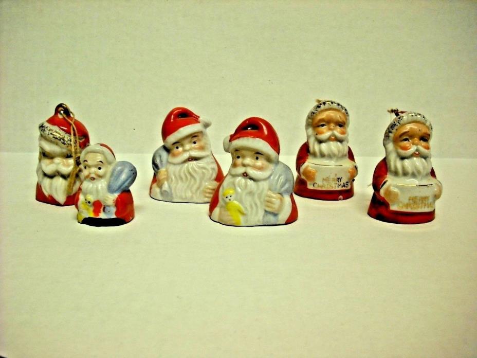 Vintage Lot of 6 Japan Bone China Santa Christmas  Bells