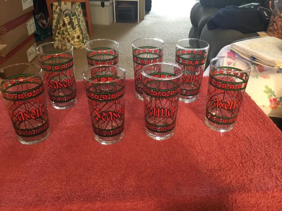 Set of 8 Seasons Greeting Drinking Glasses