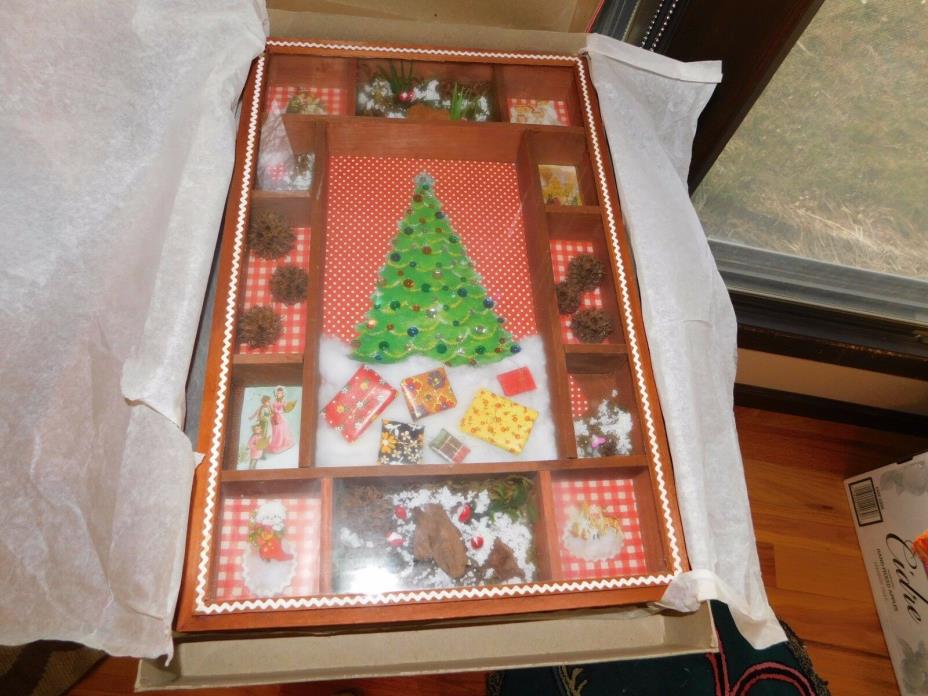 Christmas Hutch Shadow Box COMPLETED Vintage Hazel's Kaboodles Handmade