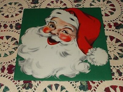 VTG CHRISTMAS WRAPPING PAPER GIFT WRAP MERRY JOLLY SANTA FACE ON GREEN 1940