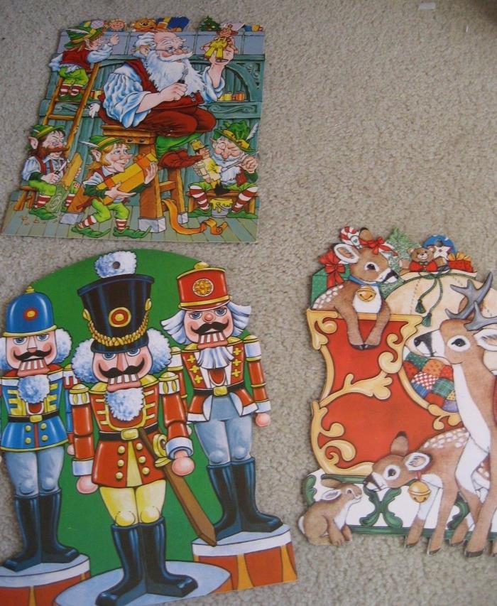 3VTG Christmas Die Cut Doubled-sided Wall Decoration NUTCRACKERS Workshop SLEIGH