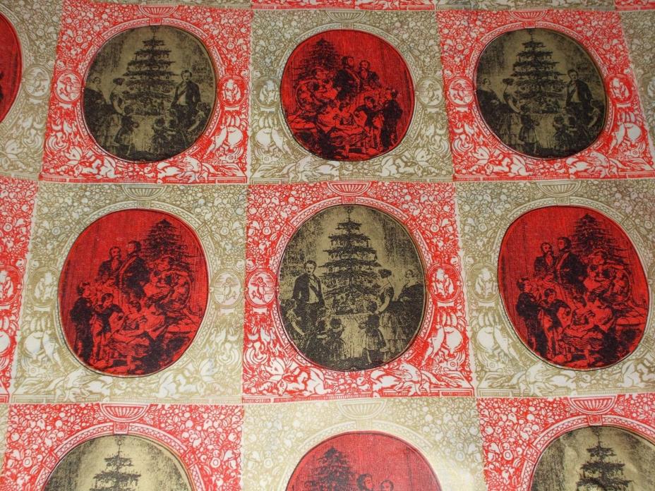 VTG CHRISTMAS WRAPPING PAPER GIFT WRAP MCM 1960 NOS VICTORIA ALBERT VICTORIAN