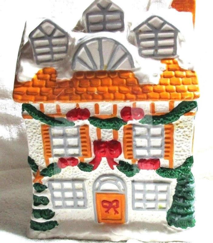 Vintage Christmas Decorated House Cookie Jar 10