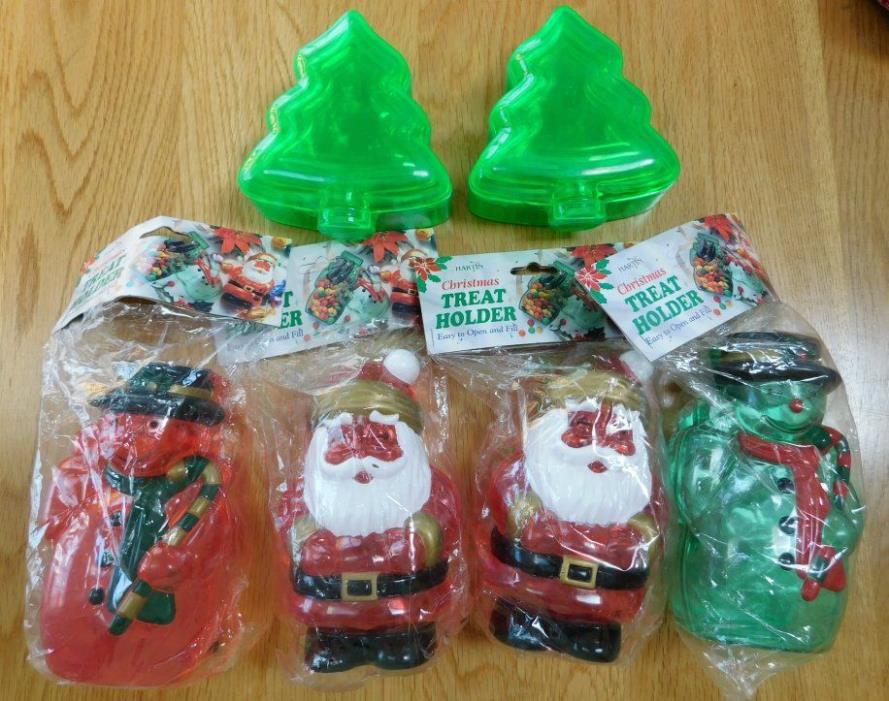 Vintage LOT of Plastic Christmas CANDY/TREAT Holders Containers SANTA/SNOWMAN