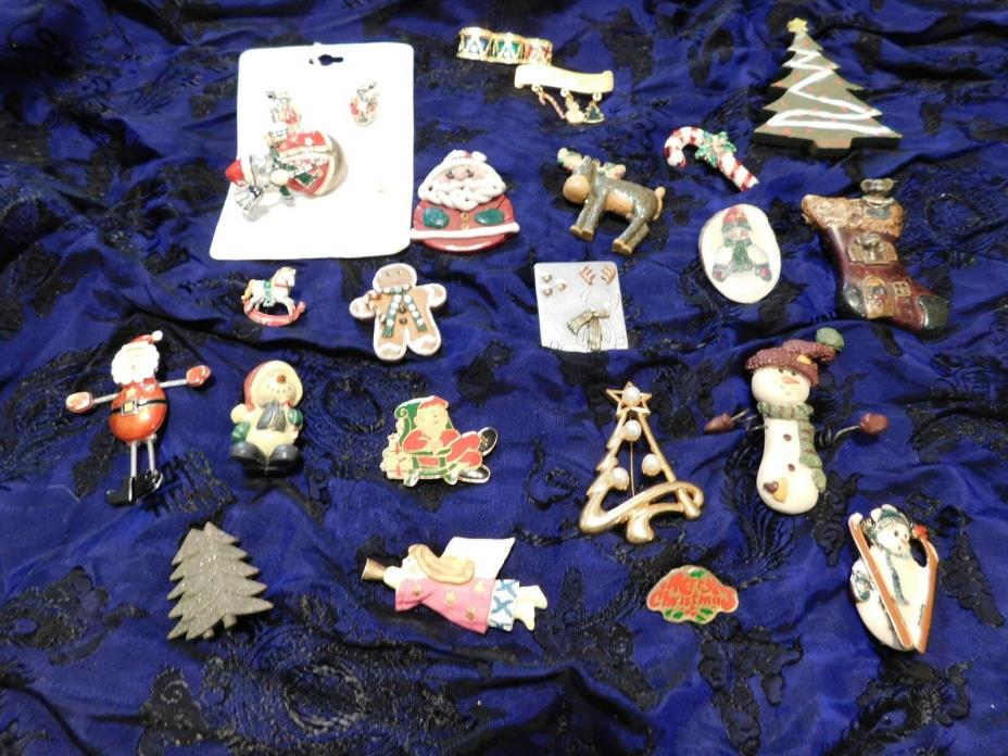 Vintage to Modern Christmas Holiday Pin Brooch Lot