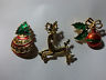 Lot 3 Christmas Pins Goldtone w/ Enameling