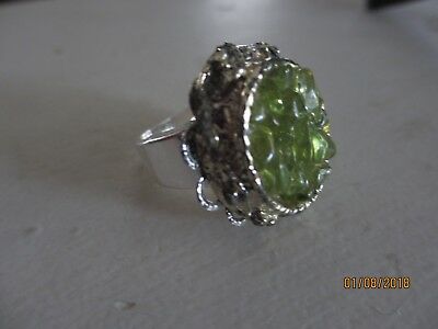 Unique Vintage Emerald Cluster Findings Ring, Vintage Emerald Statement Ring,