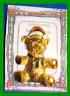 Christmas PIN #0108 Vintage Teddy Bear Red & White Hat-Green Enamel Bow Goldtone
