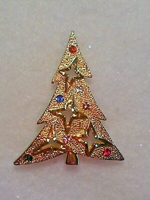 STARRY CHRISTMAS TREE CRYSTAL BROOCH MADE IN CZECH