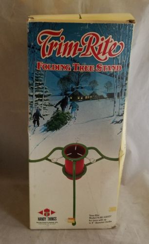 TRIM-RITE Folding Tree Stand Metal Christmas with Original Box 4